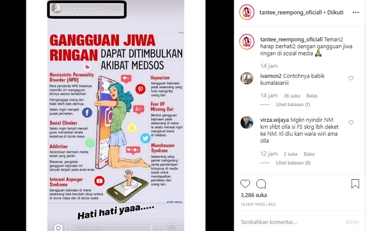 Olla Ramlan Tulis Gangguan Jiwa Ringan Nama Barbie Kumalasari Malah Ramai Disebut