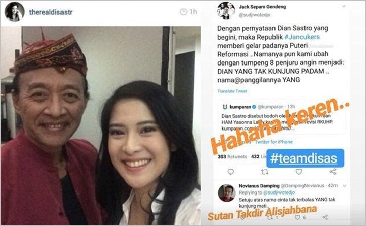Dian Sastro Balas Pujian Sujiwo Tejo