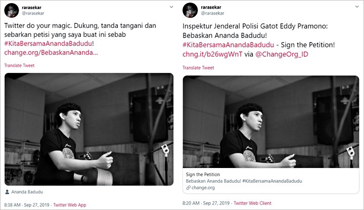 Kicauan Rara Sekar Dukung Ananda Badudu