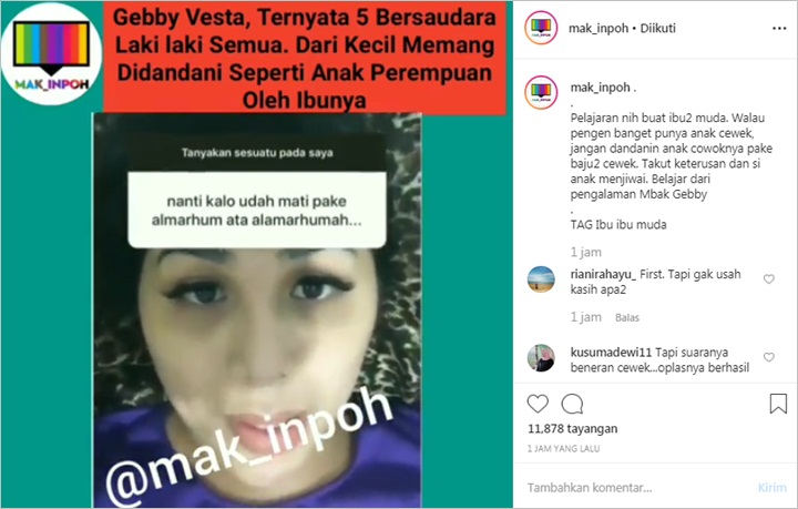 Gebby Vesta Tegaskan Ingin Mati Sebagai Laki-Laki Meski Sekarang Sudah Jadi Transgender