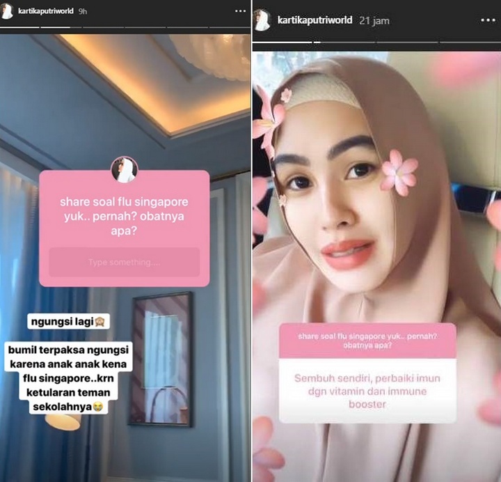 Kartika Putri Anak Sambung Kena Flu singapura