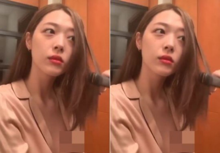 Baju Sulli Tersingkap Hingga Ekspos Bagian Tubuh Karena Tak Pakai Bra Saat Siaran Live