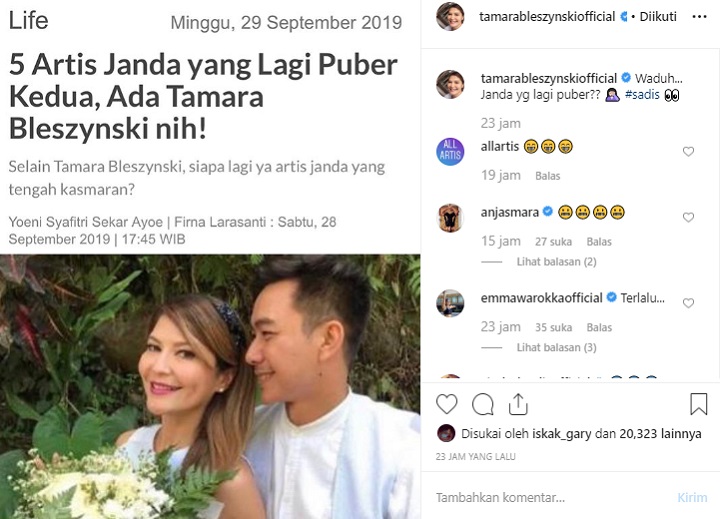 Tamara Bleszynski Disebut Janda Lagi Puber