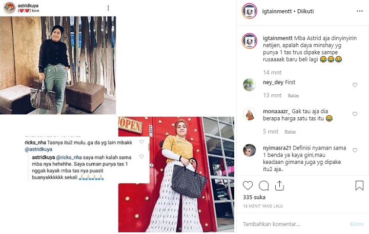 Astrid Kuya dinyinyiri soal tas