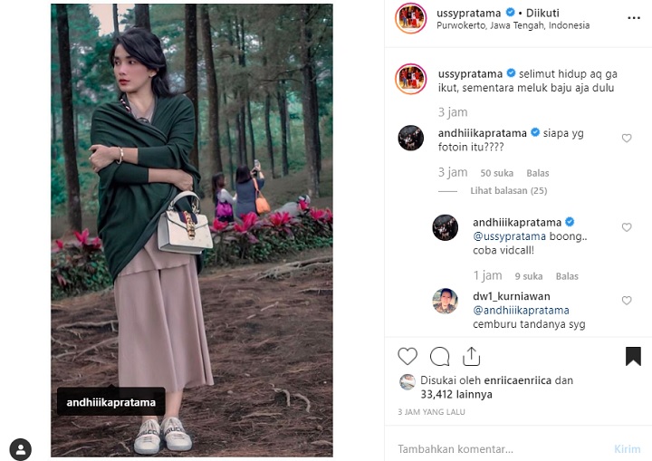 Komentar \'Posesif\' Andhika Pratama di Foto Cantik Ussy Sulistiawaty