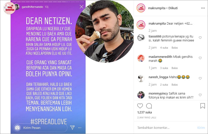 Gandhi Fernando Beri Tanggapan Soal Cibiran Netizen Usai Sindir Hobi Pamer Barbie Kumalasari