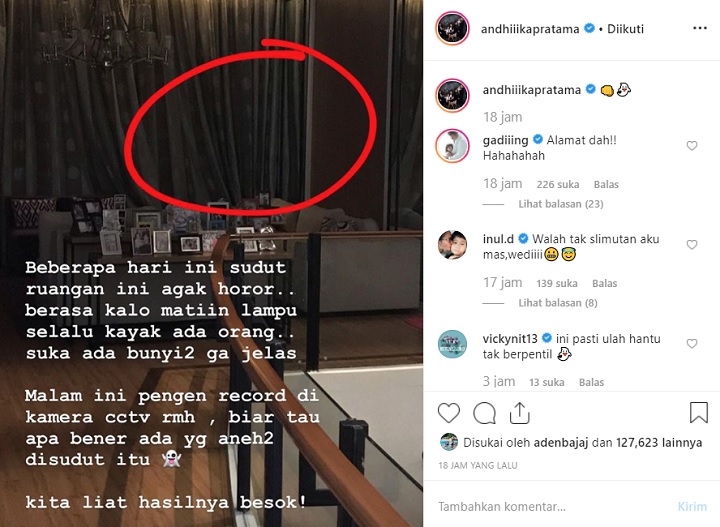 Postingan Andhika Pratama Soal Hantu di Rumah