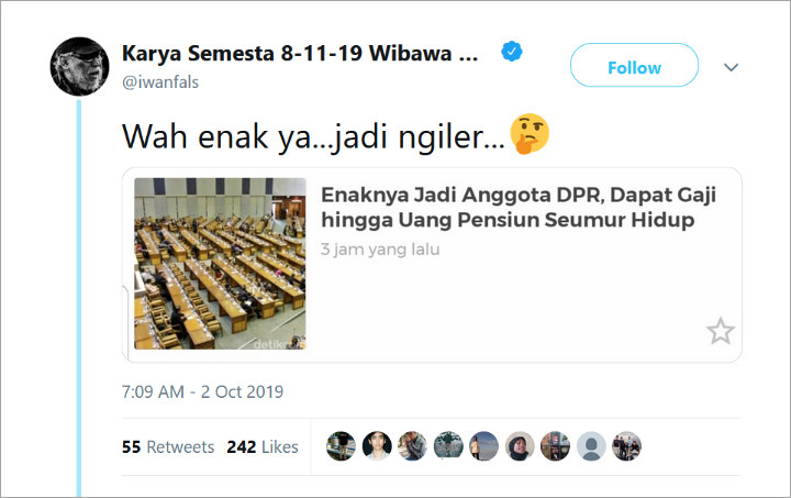 Iwan Fals Ngiler Pengen Jadi Anggota DPR Usai Tahu Gajinya Yang Fantastis