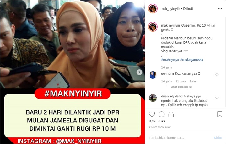 Mulan Jameela Tuai Komentar Menohok Usai Digugat Mantan Caleg Sebesar Rp 10 Miliar