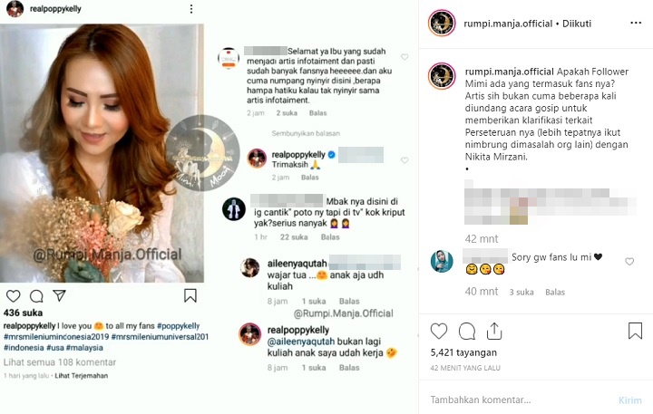 Komentar Netizen dan Poppy Kelly