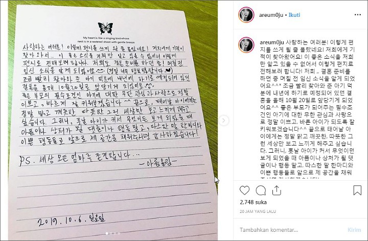 Umumkan Kehamilan, Ahreum Eks T-Ara Percepat Tanggal Pernikahan