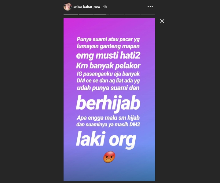 Annisa Bahar InstaStory Soal Pelakor