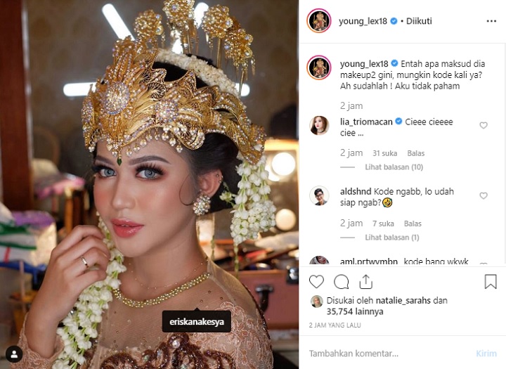 Pacar Young Lex Dandan dan Pakai Baju Pengantin