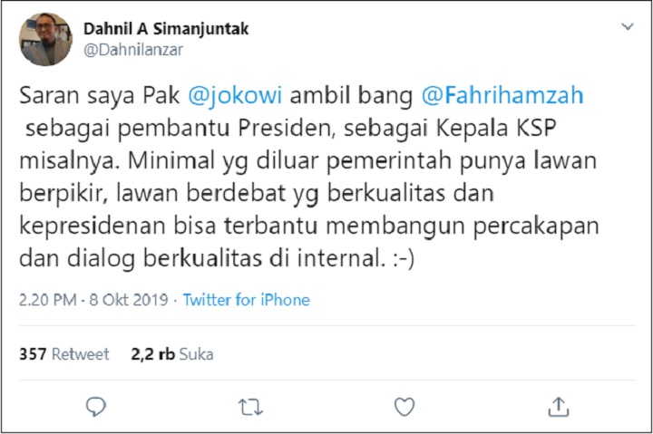Dahnil Anzar Sarankan Fahri Hamzah Jadi KSP, Begini Respons Eks-Waket DPR