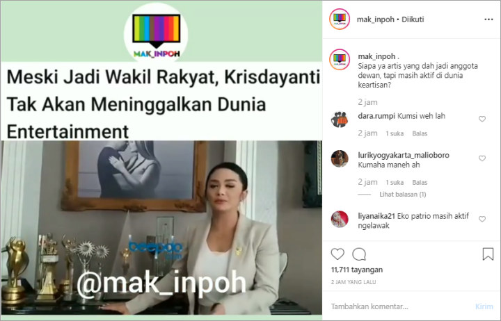 Jadi Anggota DPR, Krisdayanti Sebut Income Utama Ada Di Panggung Hiburan