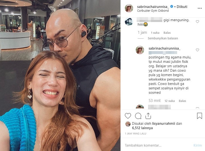 Komentar Sabrina Balas Warganet Nyinyir