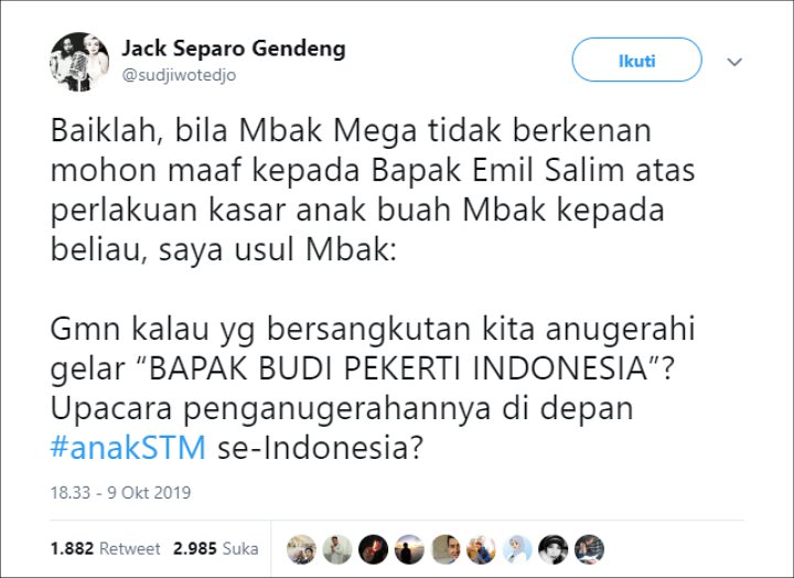 Sujiwo Tejo Sindir Arteria