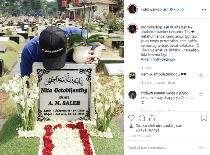 Peringati Setahun Meninggalnya Sang Istri, Indro Warkop: Tidur yang Enak Ya Cintaku