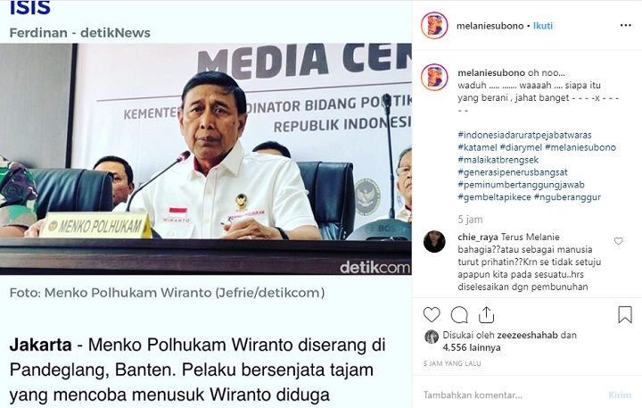 Melanie Soebono tentang Wiranto Ditusuk