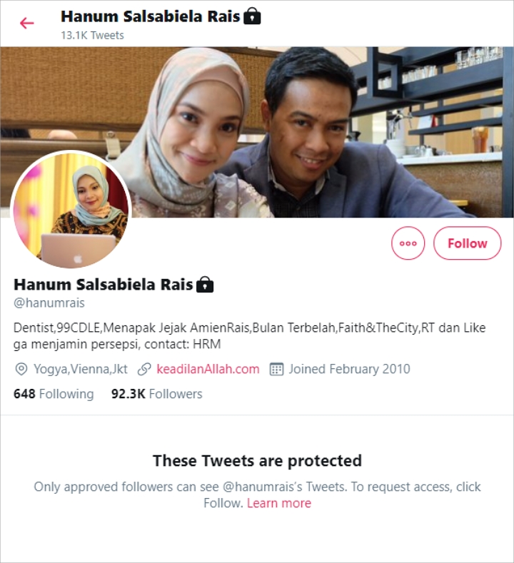  Tuai Cibiran Warganet Usai Nyinyir ke Wiranto, Hanum Rais Kunci Akun Twitter?
