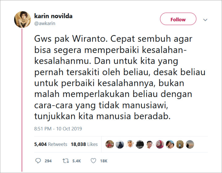 Mirip Jerinx SID, Awkarin Juga Doakan Wiranto Cepat Sembuh Untuk Segera Perbaiki Kesalahannya