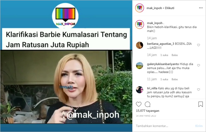 Reaksi Janggal Barbie Kumalasari Usai Ditipu Ratusan Juta Saat Beli Jam Tangan Bikin Heran