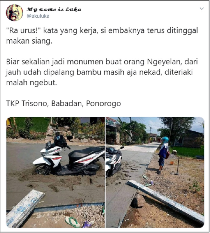 Viral Motor Terjebak Aspal Basah Lantaran Pengendara Nekat, Sikap Savage Pekerja Disorot