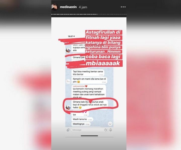 Medina Zein diminta stok ASI