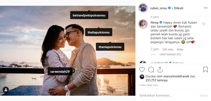 Komentar Fitri Tropica di Unggahan Ruben Onsu