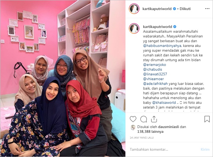 Kartika Putri Unggah Foto 3 Jam Setelah Melahirkan, Penampilannya Sukses Bikin Syok