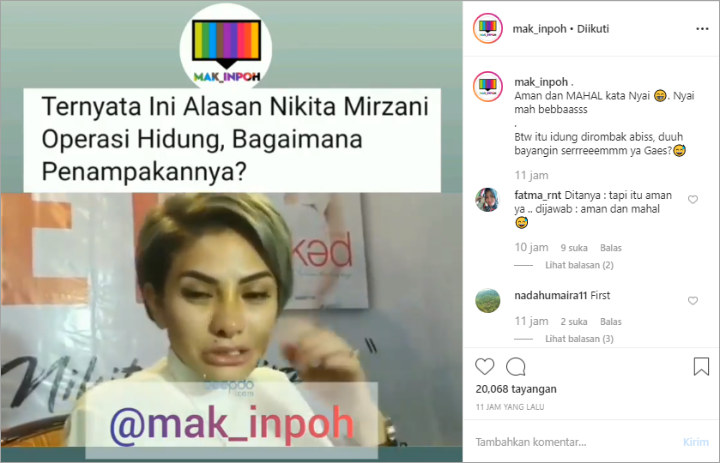 Sakit Sinus Jadi Alasan Nikita Mirzani Operasi Hidung Di Korea