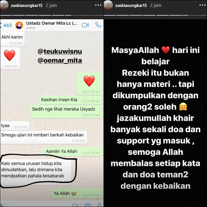 InstaStory Zaskia Sungkar 2