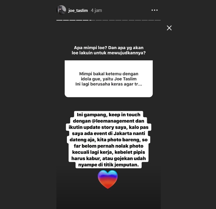 InstaStory Joe Taslim