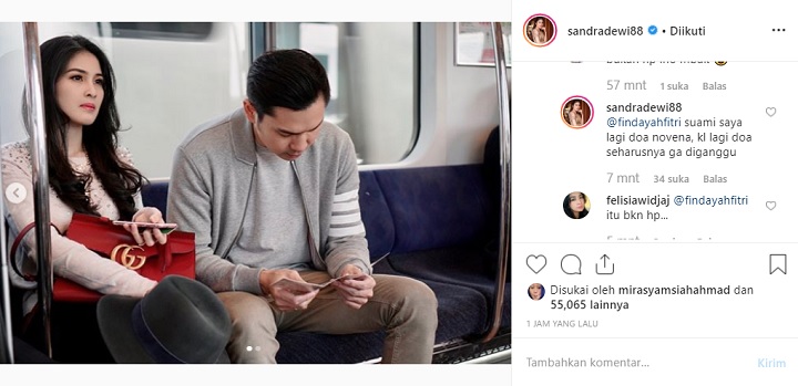 Penjelasan Sandra Dewi Soal Suami Dikira Main Ponsel