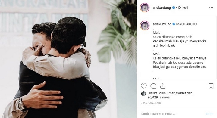 Arie Untung Merasa Malu