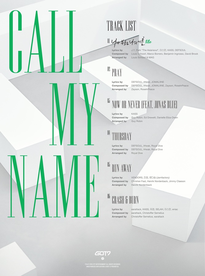 Got7 Rilis Tracklist Untuk Album Comeback Call My Name Liriknya Didominasi Buatan Member Ini