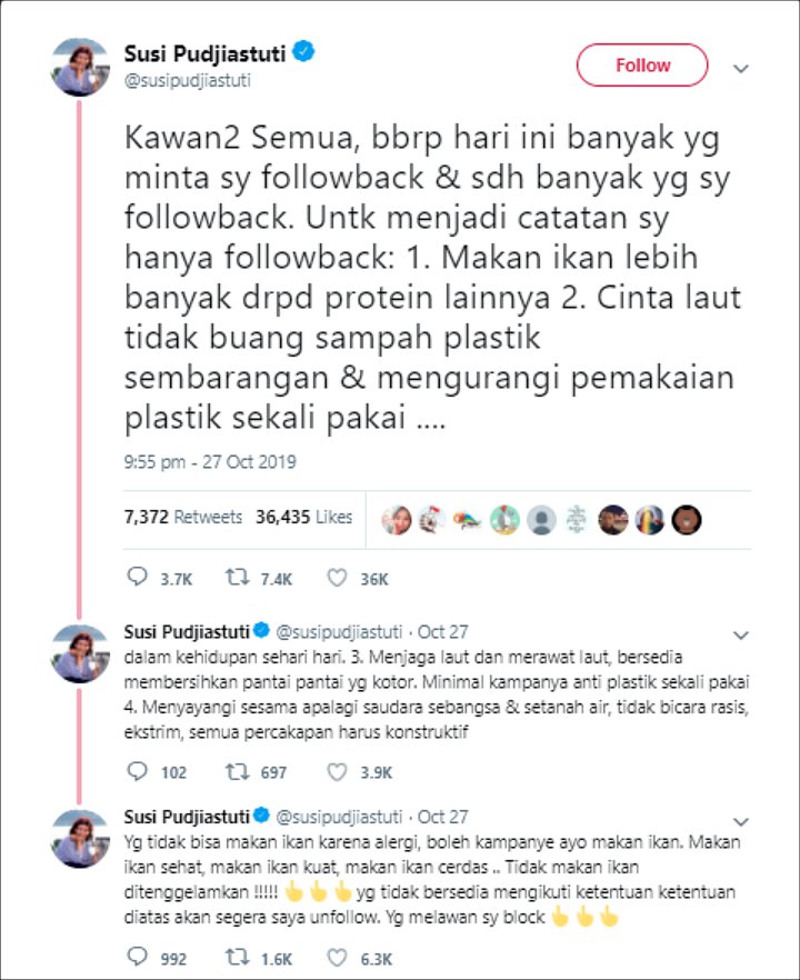 Susi Pudjiastuti Janji Follback Sosmed