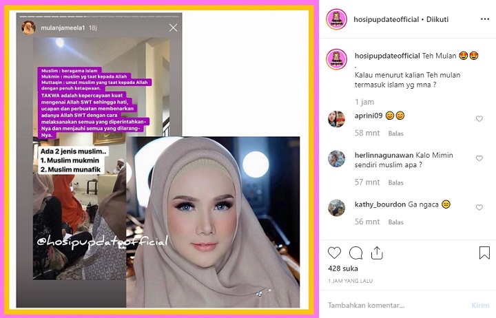 Mulan Jameela Posting Soal Muslimah Munafik Sindir Siapa