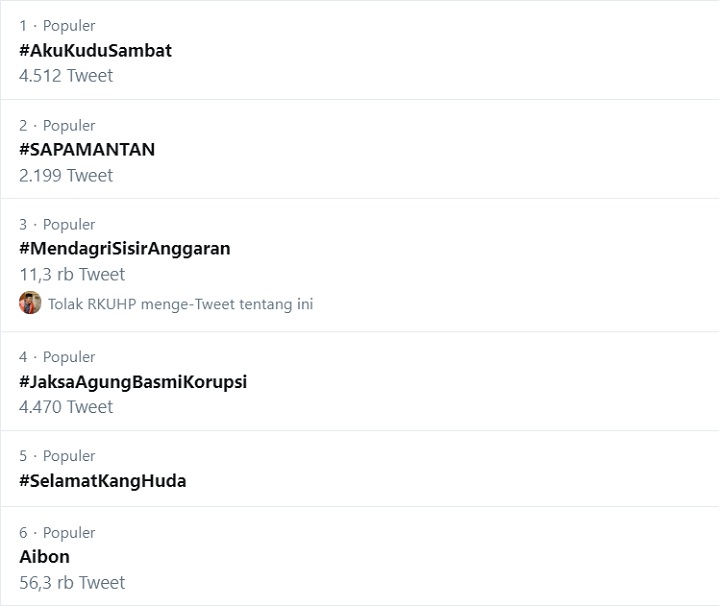 Tagar Receh Ini Kalahkan Isu Korupsi, Indonesia Darurat Hiburan?