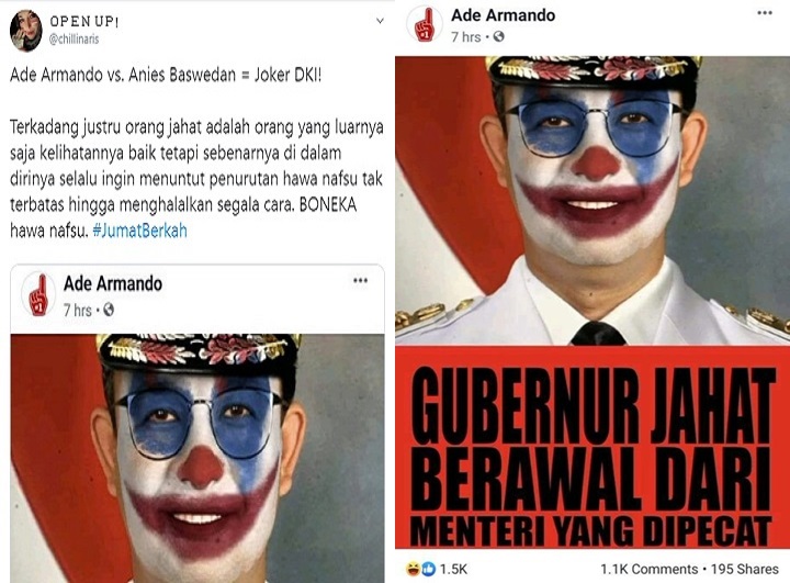 Viral Meme Anies Baswedan Berwajah Joker, Begini Klarifikasi Pengunggah Status
