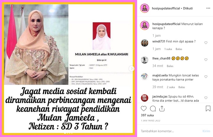 Mulan Jameela SD 3 Tahun