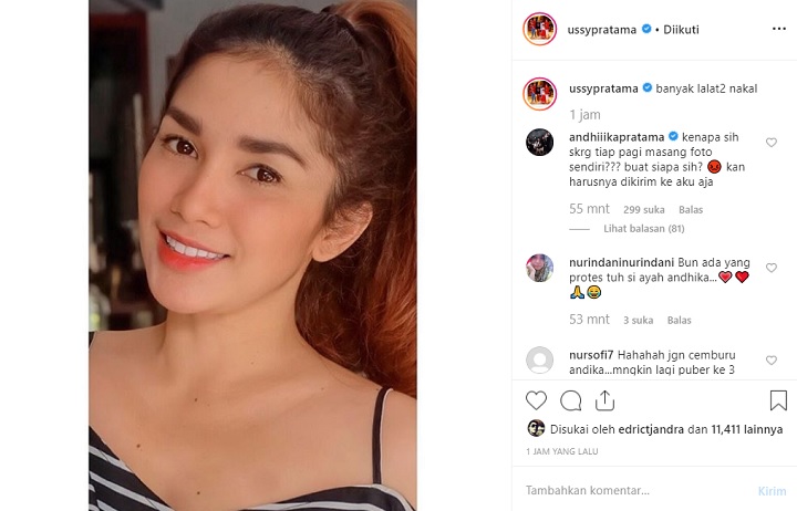 Komentar Andhika Pratama di Instagram Ussy Sulistiawaty
