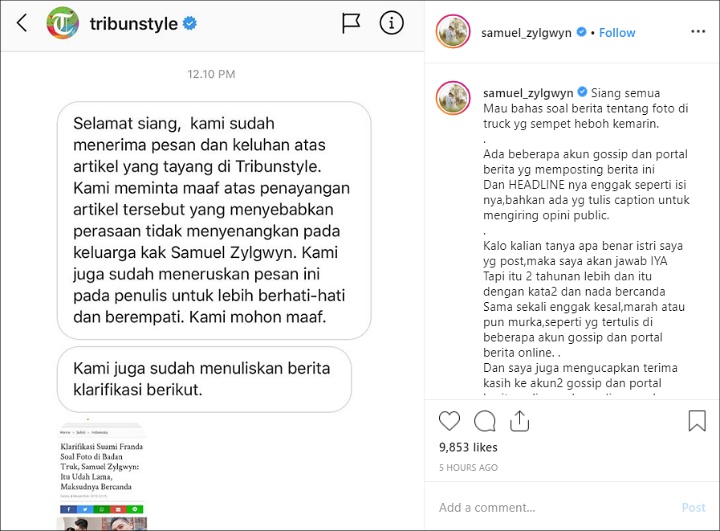 Samuel Zylgwyn Beber Permintaan Maaf Dari Media Online Soal Berita Foto Franda Di Belakang Truk