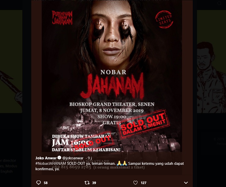 Tiket Nobar Jahanam Ludes Terjual