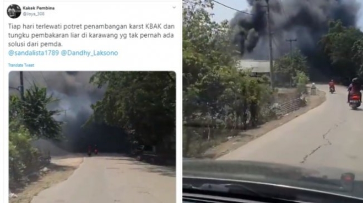 Bak Suasana di Film Zombie, Asap Hitam Pekat di Karawang Viral Tutupi Jalan
