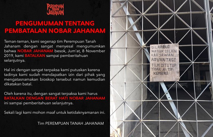 Nobar Jahanam Dibatalkan