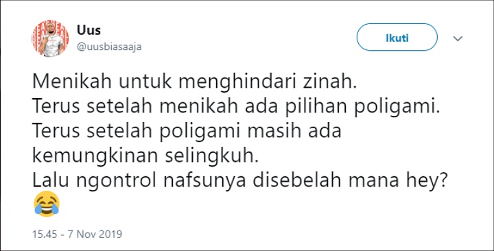 Uus Bicara Soal Poligami Bukan Bagian dari Kontrol Nafsu
