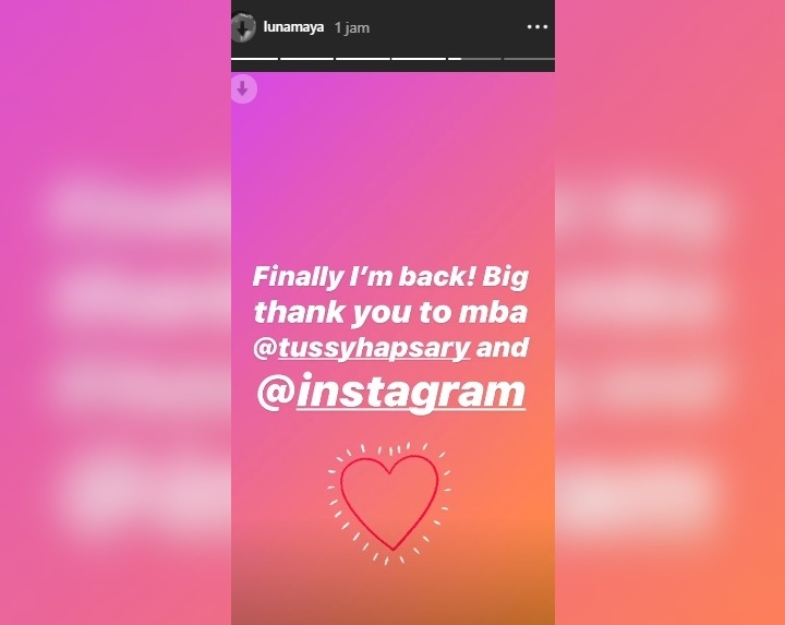 Luna Maya GIrang Akun Instagram Balik Lagi