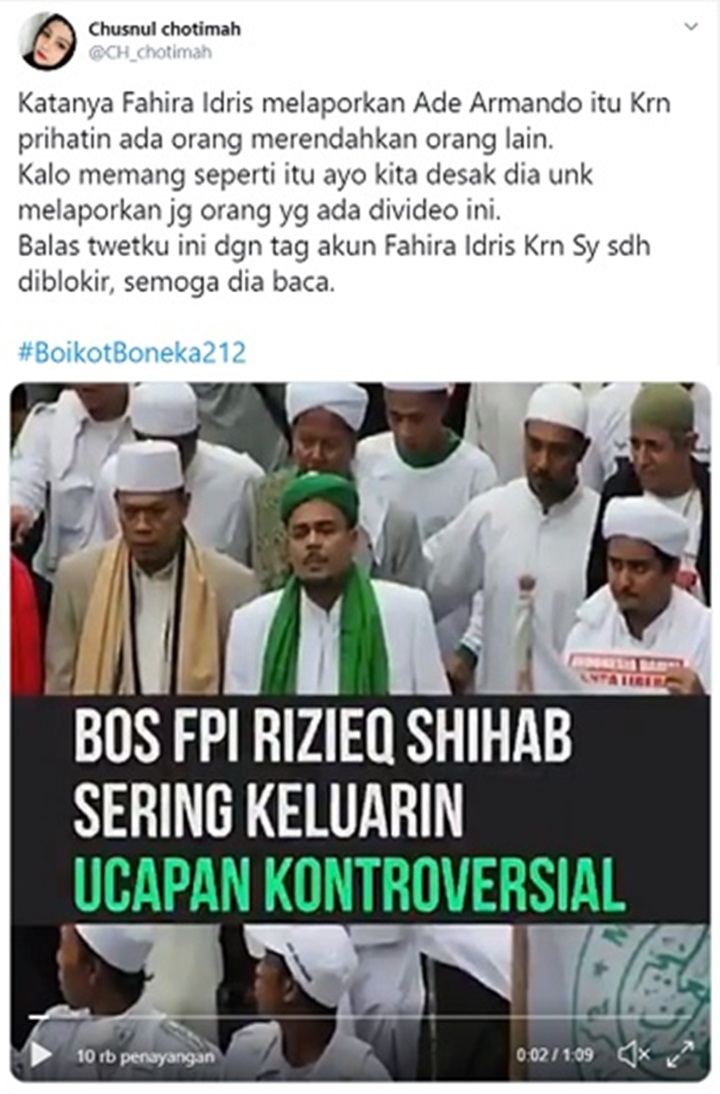 Heboh Habib Rizieq Ngaku Dicekal, Tagar #BoikotBoneka212 Trending Topic