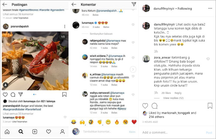 Luna Maya komentari akun Prananda Paloh